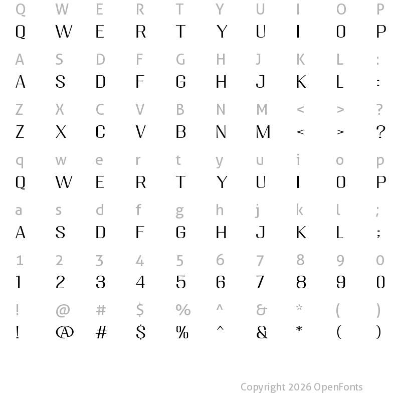 Character Map of Migha Light Expanded CNTR