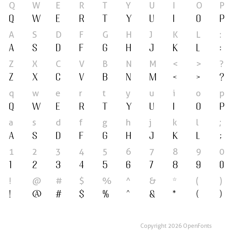 Character Map of Migha Light Semi Expanded CNTR
