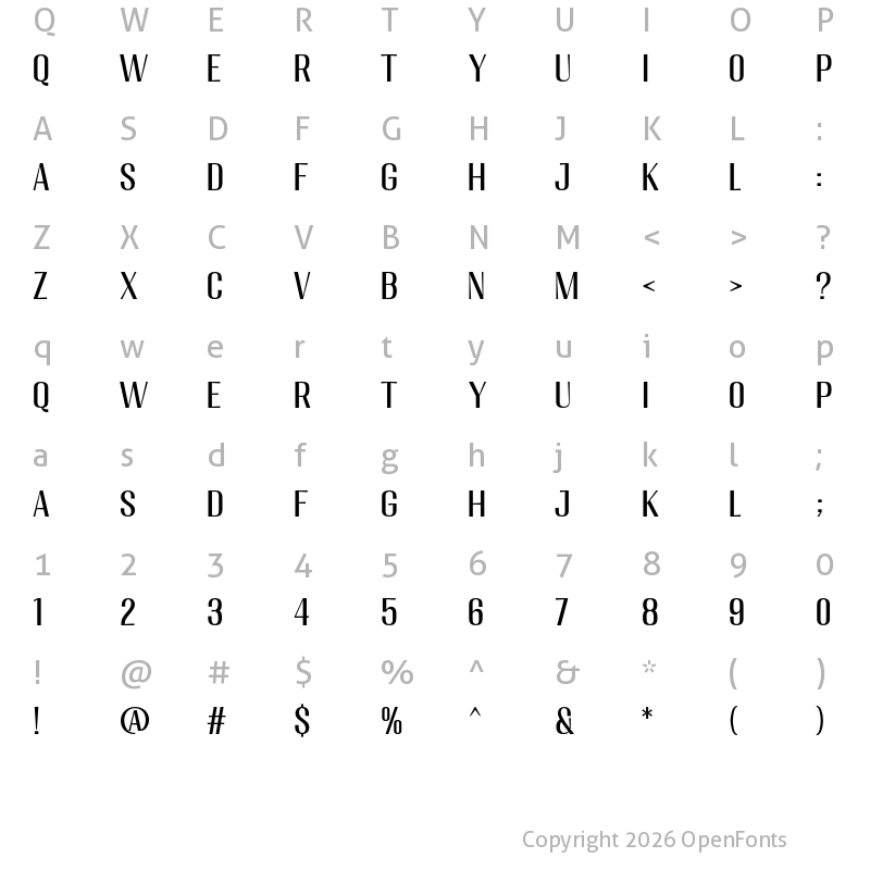Character Map of Migha Regular CNTR