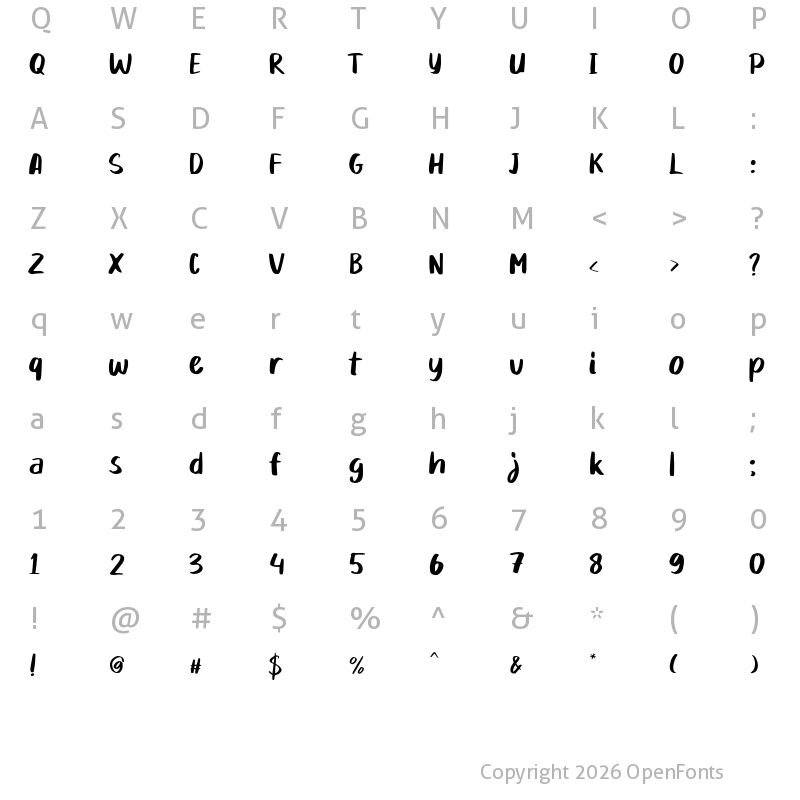 Character Map of Mikadoby Regular