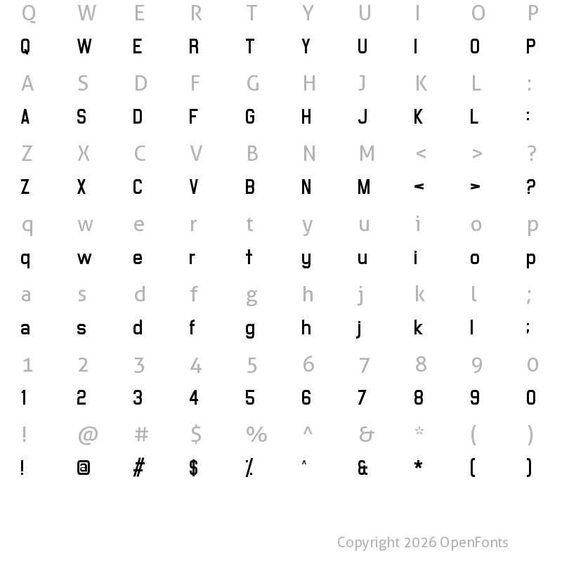 Character Map of Milestone One Regular