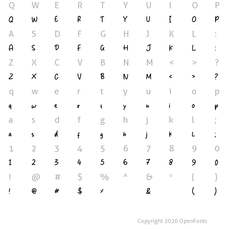 Character Map of Milikah Regular