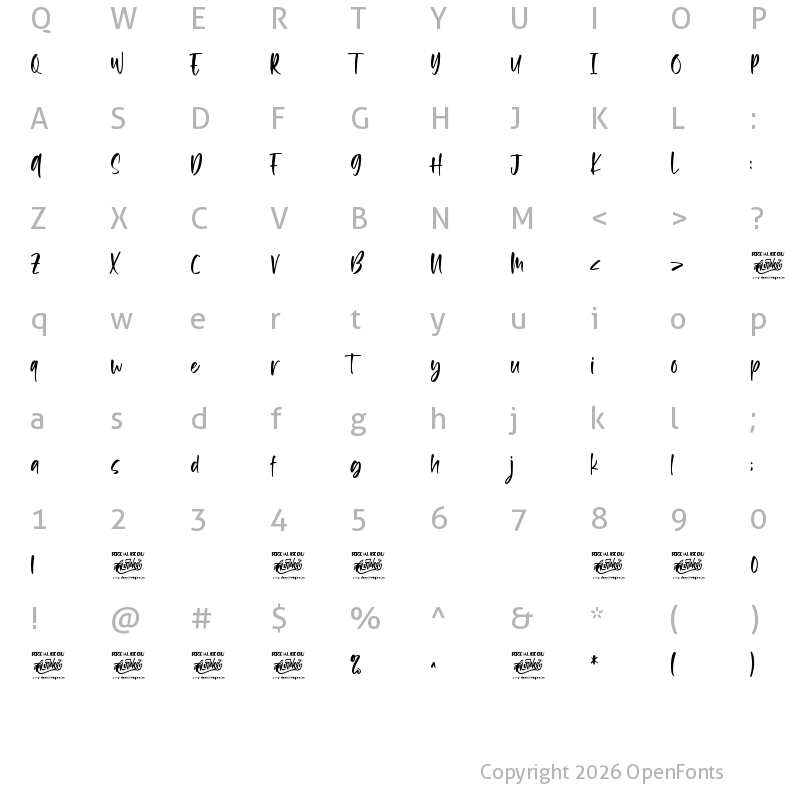 Character Map of Milkalotta Regular
