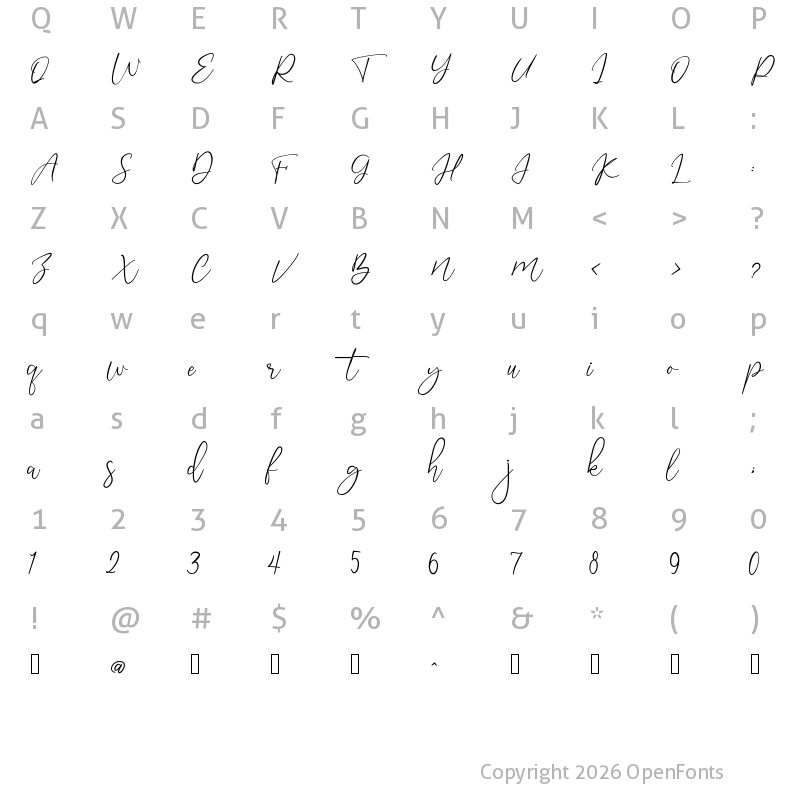 Character Map of Milkshake Regular
