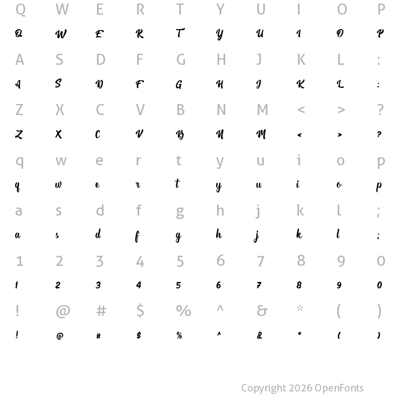 Character Map of MILLA Regular