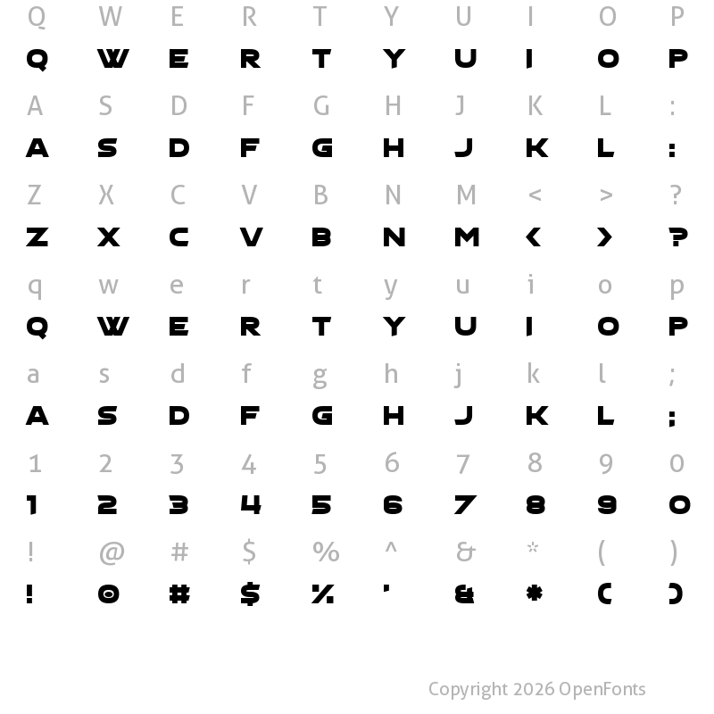 Character Map of Mille Regular