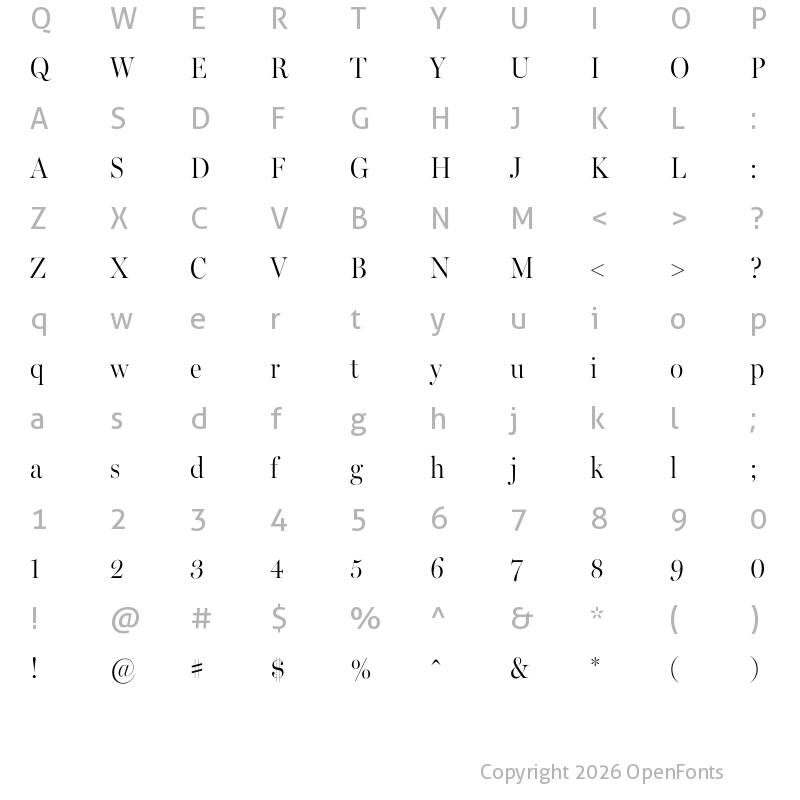 Character Map of Miller Banner Condensed Light