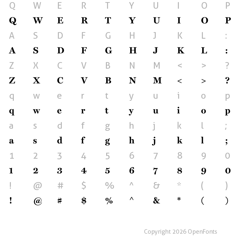 Character Map of Miller Text Bold