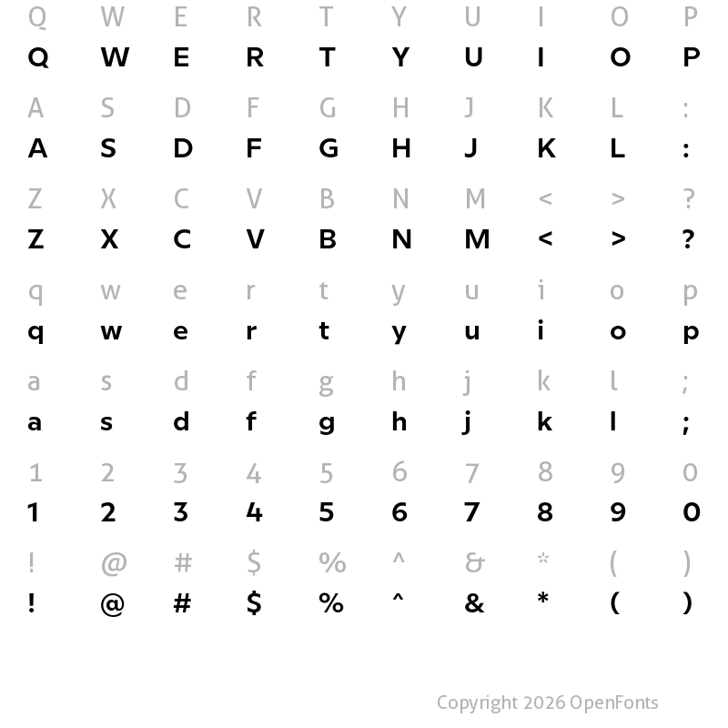 Character Map of Milliard SemiBold