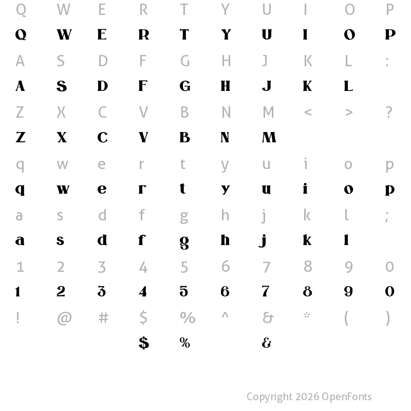 Character Map of Milona Regular