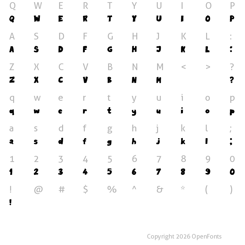 Character Map of Milord Book Regular