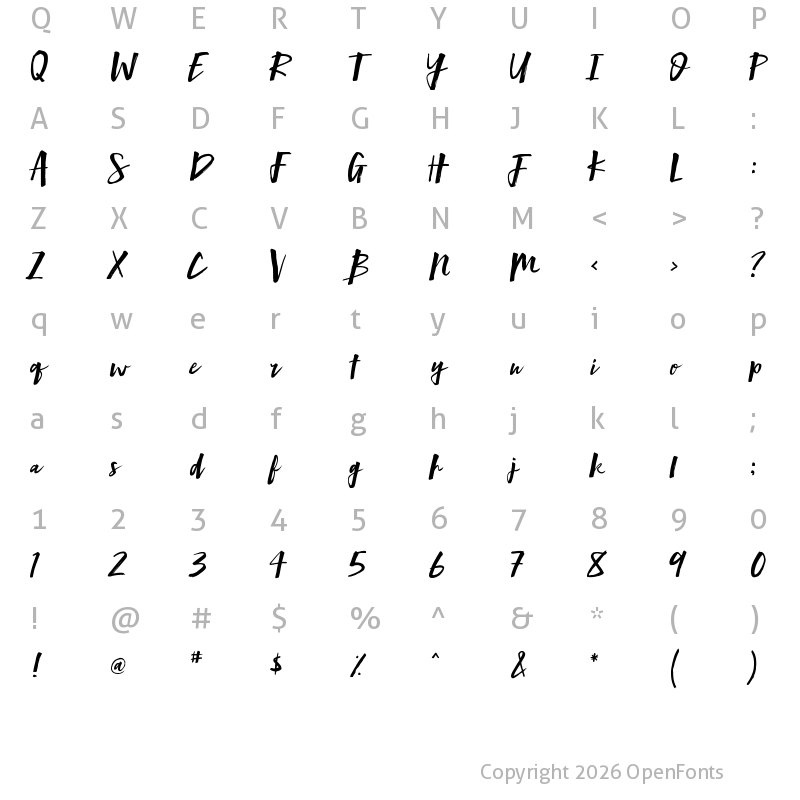 Character Map of Mind Rush Regular