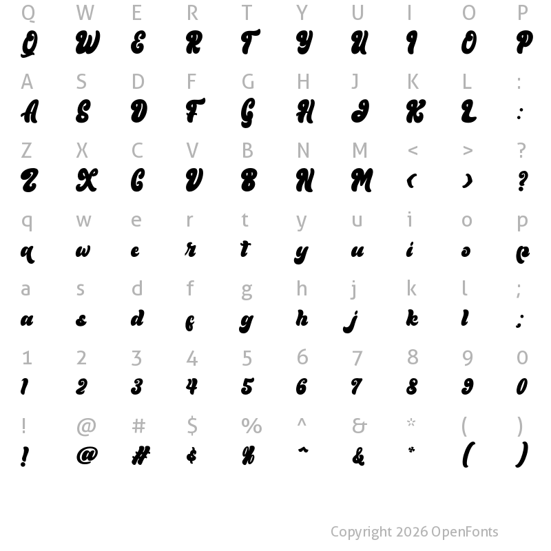 Character Map of Minebold Regular