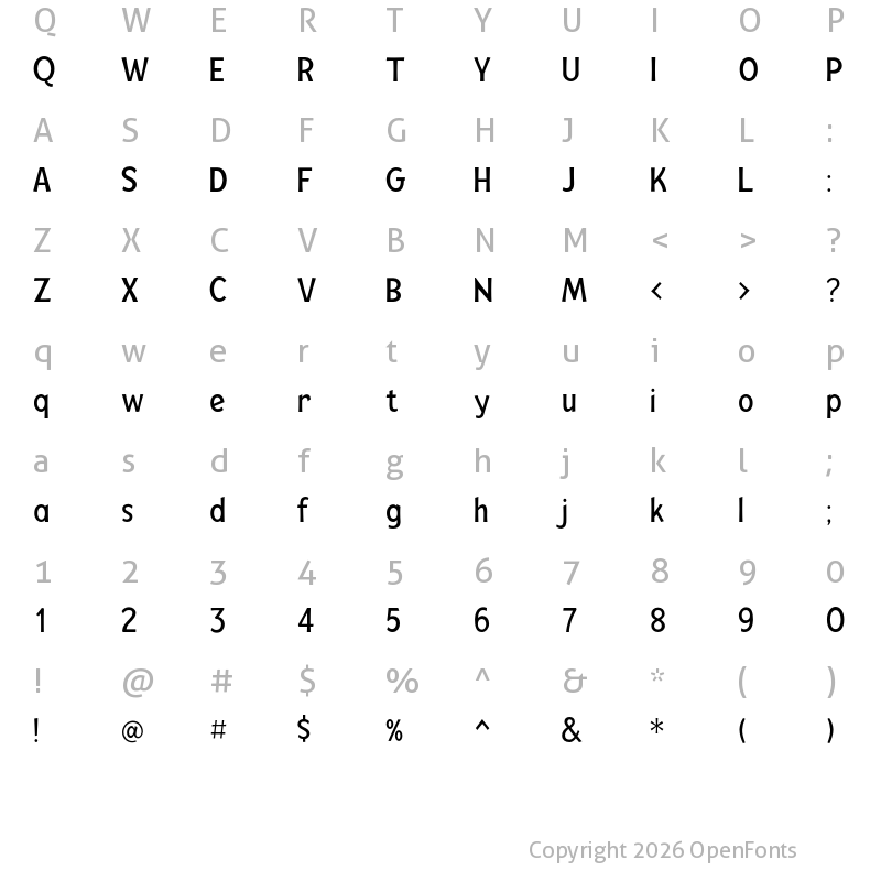 Character Map of Mingler Regular