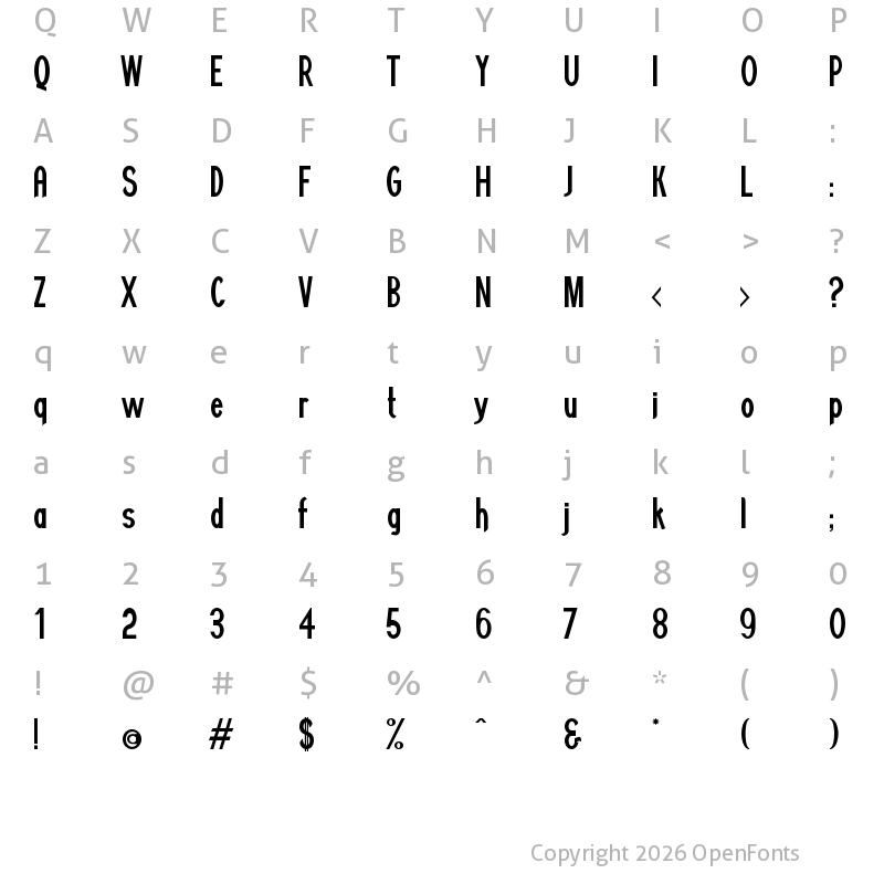Character Map of Minguarana Regular