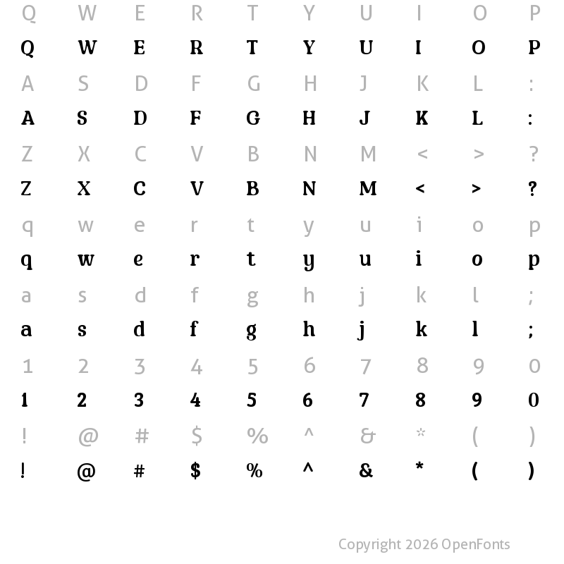 Character Map of Minguwest Regular