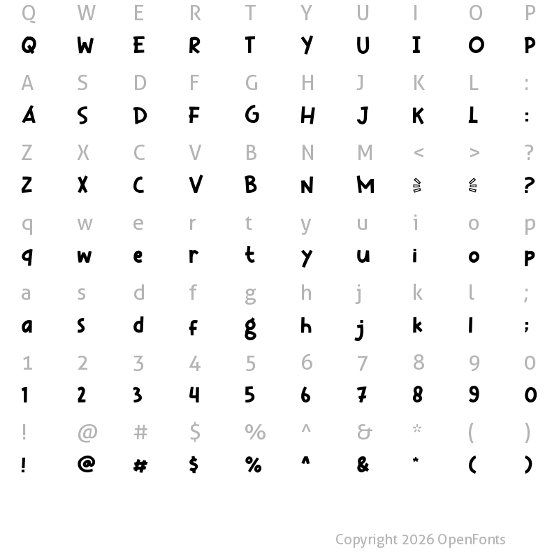 Character Map of Mini Pizza Regular