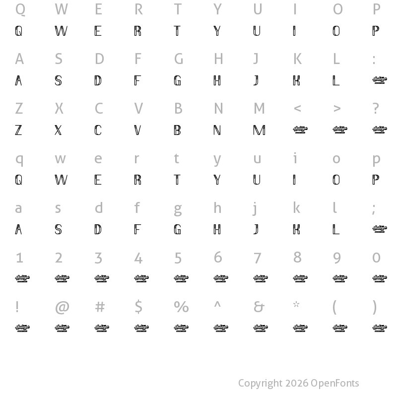 Character Map of Mini Striped Demo Regular
