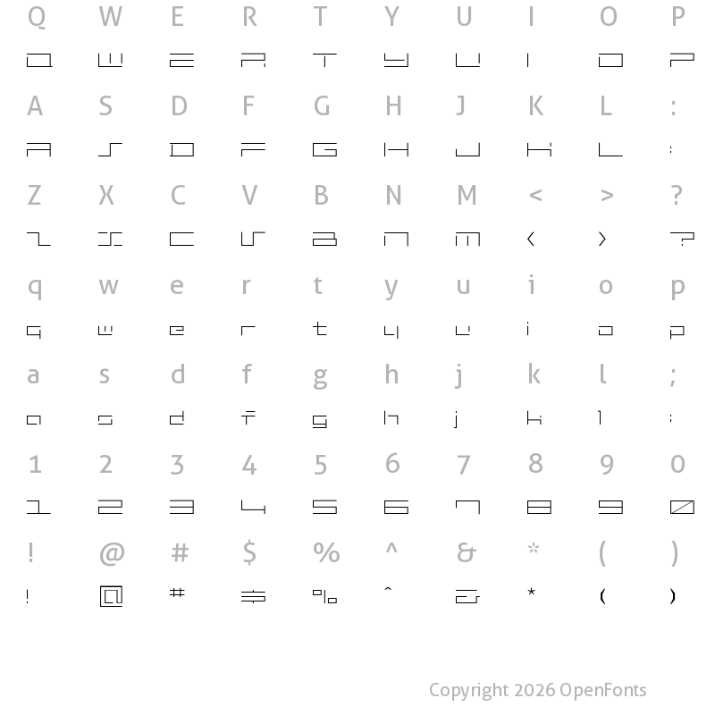 Character Map of MINIMALHARD2 Regular