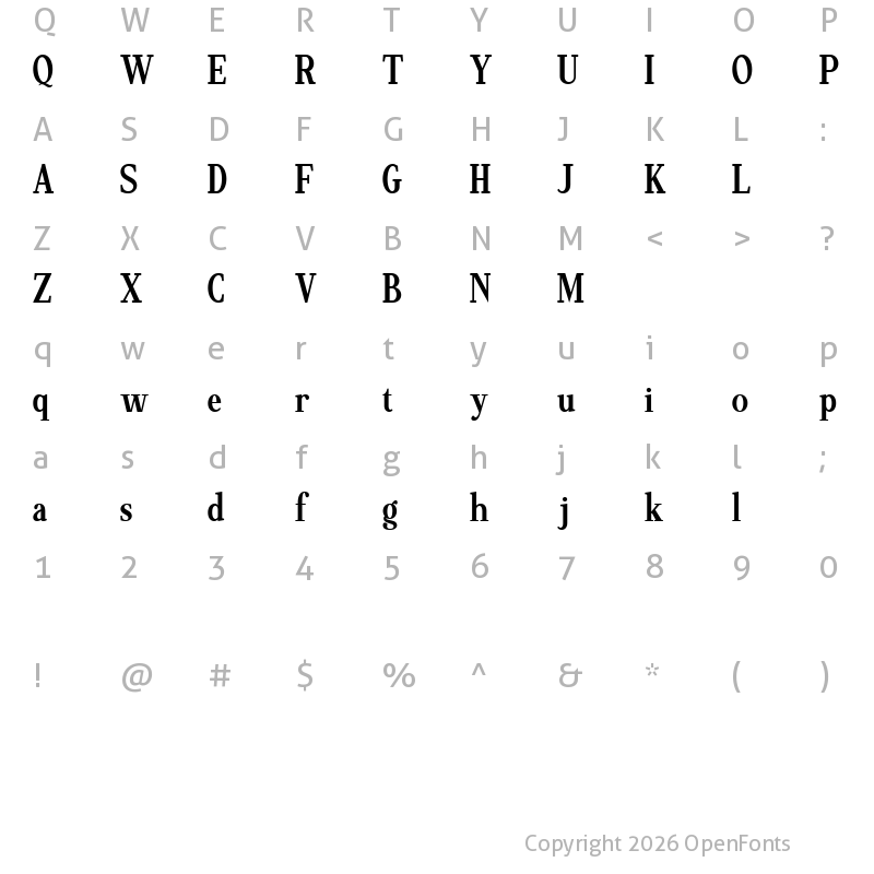 Character Map of Minims Regular
