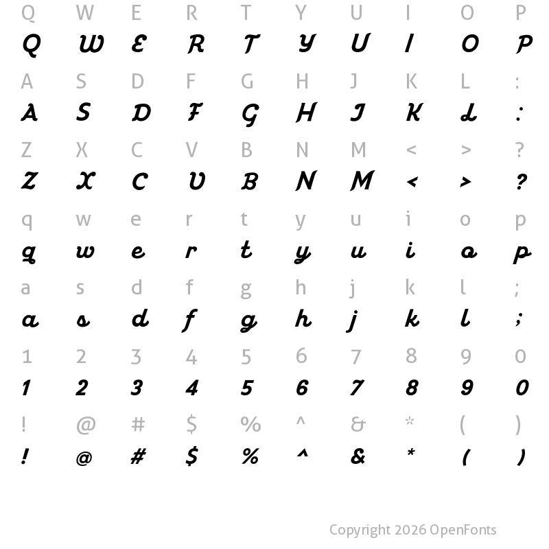 Character Map of Miniolla Regular