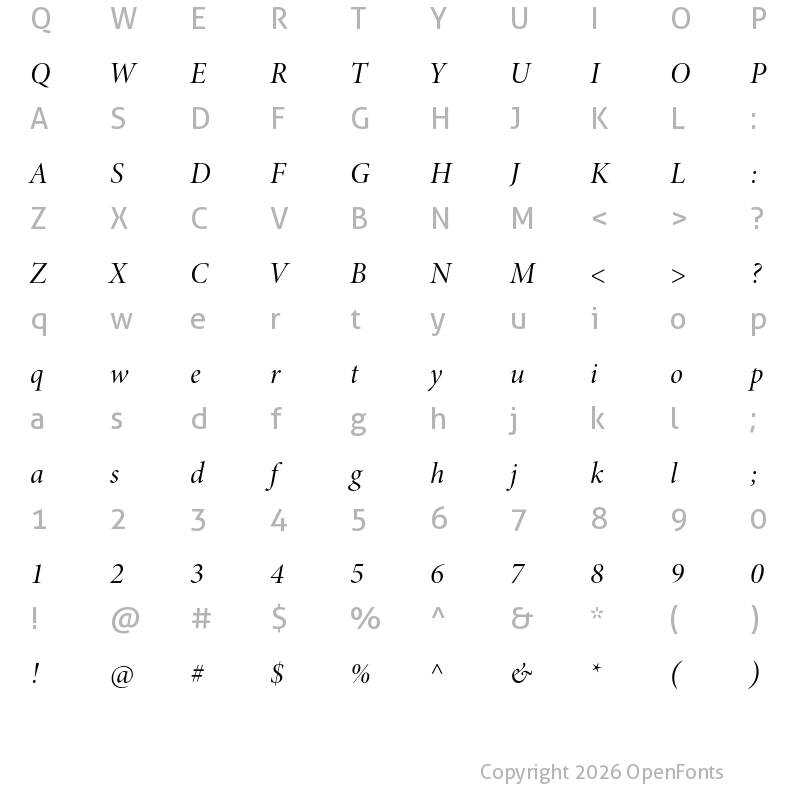 Character Map of Minion 3 Display Medium Italic