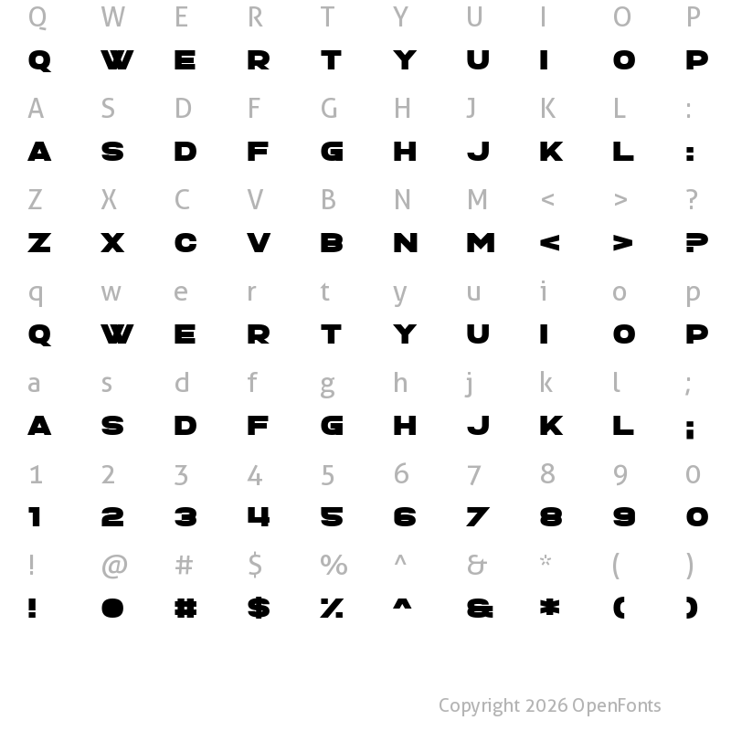 Character Map of Ministry of Moron Regular