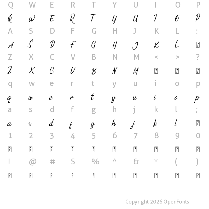Character Map of Minnie Queen Regular