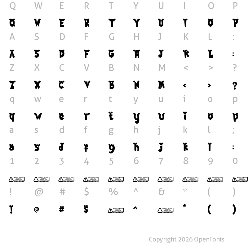 Character Map of Minnie Regular