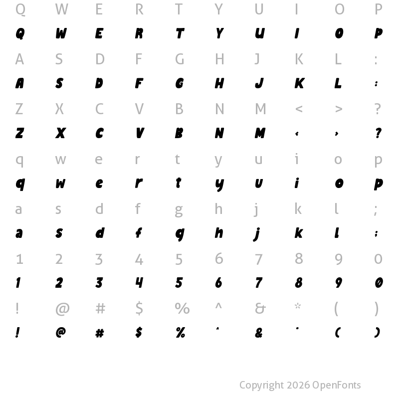 Character Map of Minnio Italic Italic