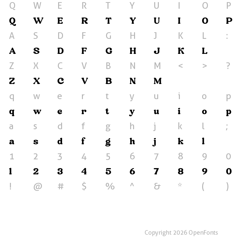 Character Map of Miragle Regular