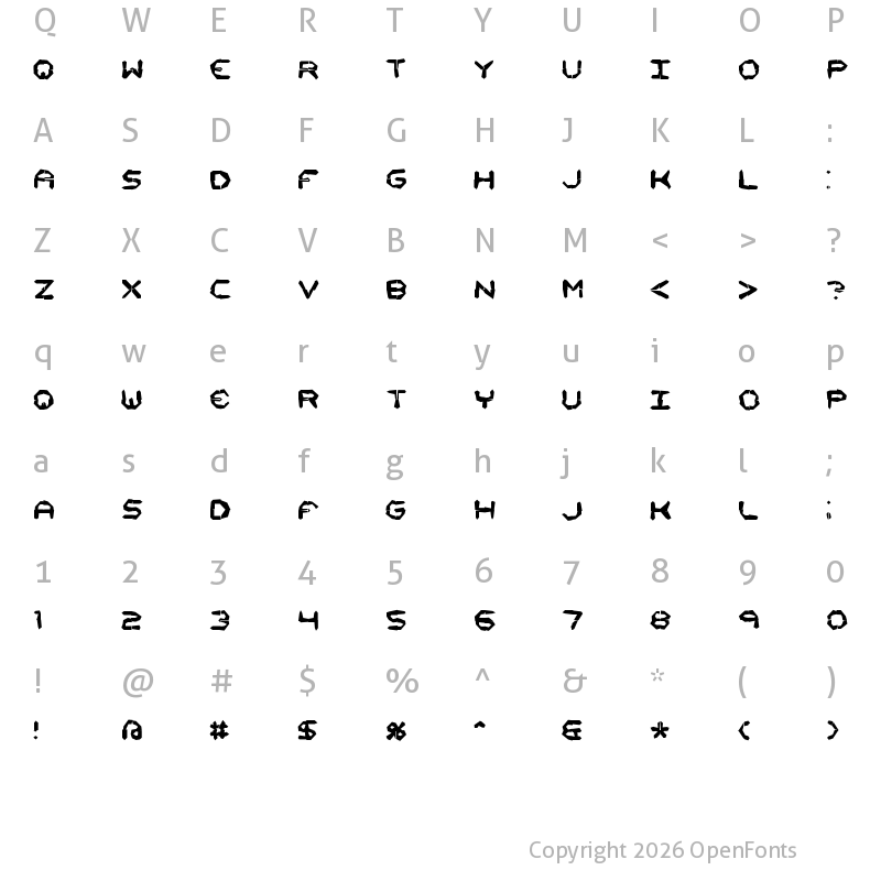 Character Map of Mishmash 4x4i BRK Regular