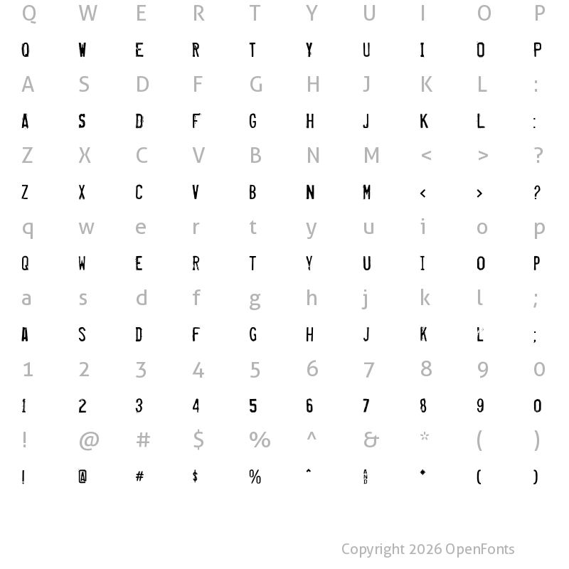 Character Map of Misproject Regular