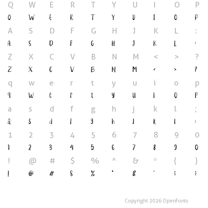 Character Map of miss you Regular