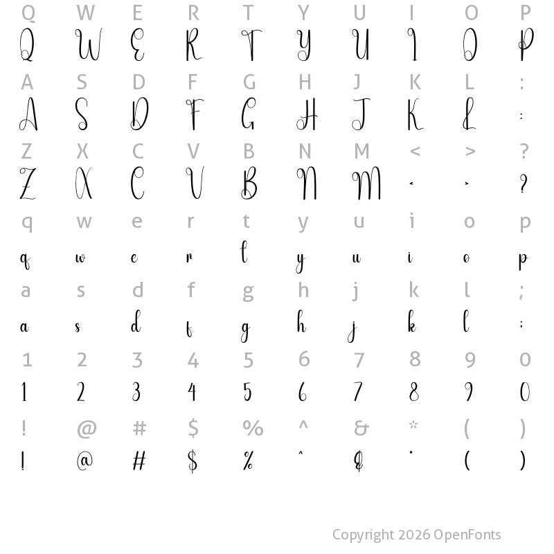 Character Map of Mister Regular