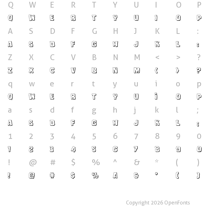 Character Map of Mister Twisted 3D Regular