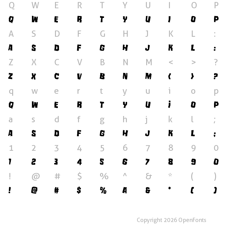 Character Map of Mister Twisted Rotated 2 Regular