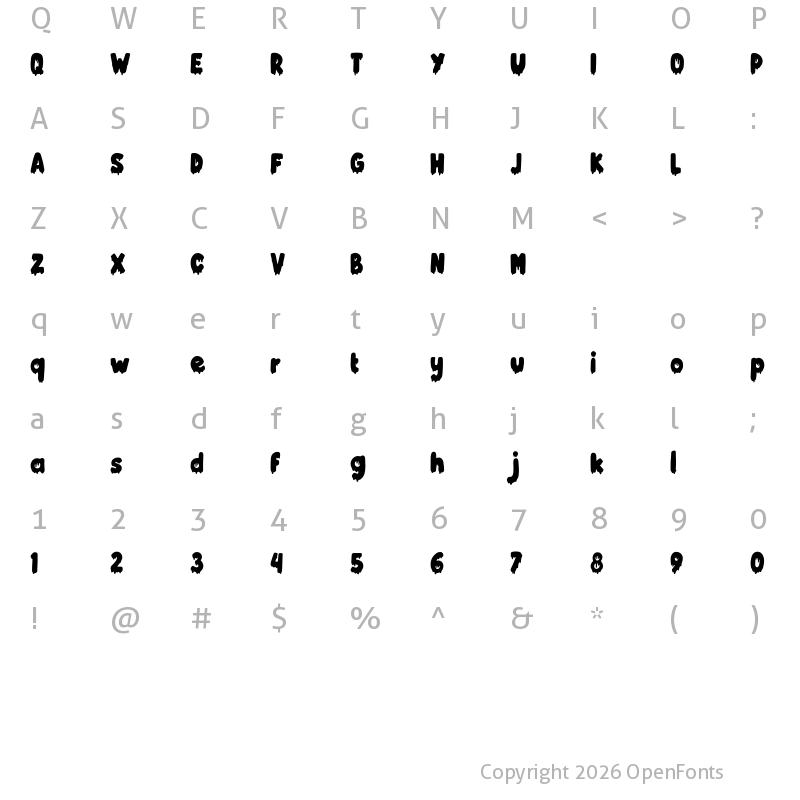 Character Map of Misterino Demo Regular