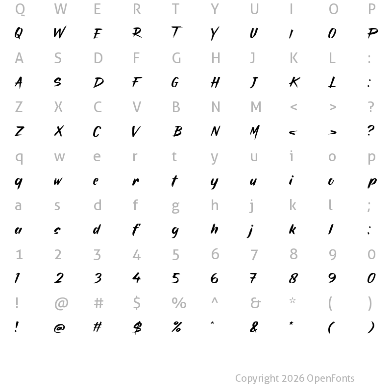 Character Map of Mistery zero Regular