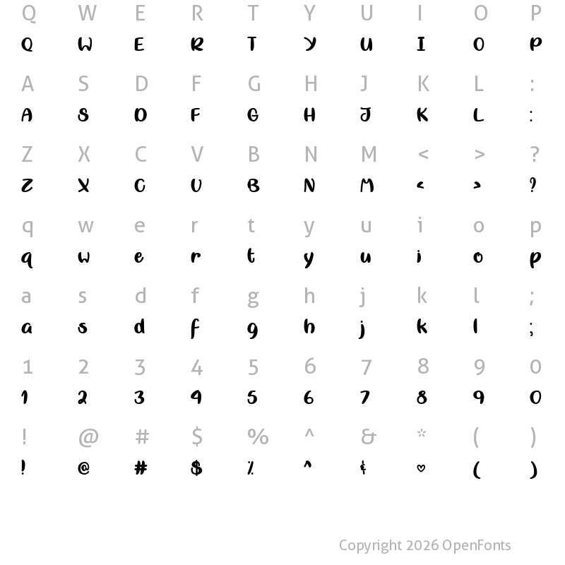 Character Map of Misti Nicole Regular