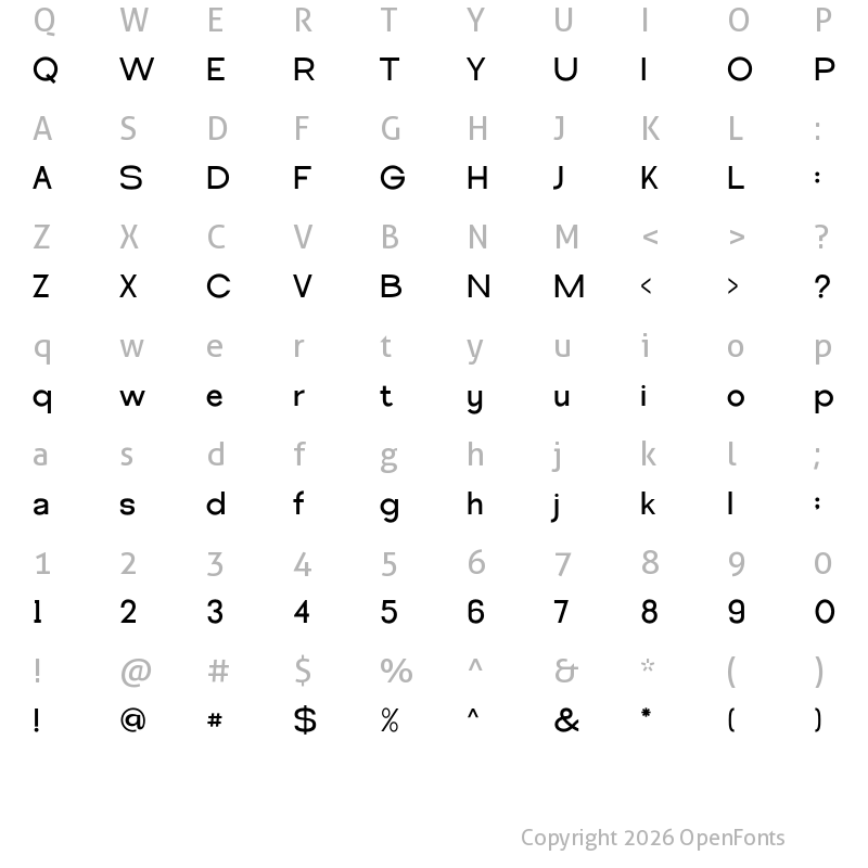 Character Map of Misto Regular