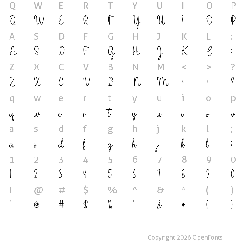 Character Map of Mitha Mella Regular
