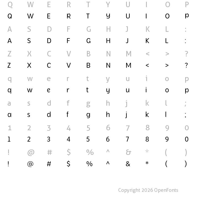 Character Map of Mithella Regular
