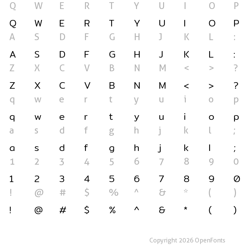 Character Map of Mitr Light