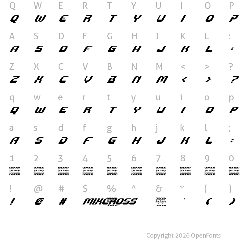 Character Map of Mixcross Personal Use Regular
