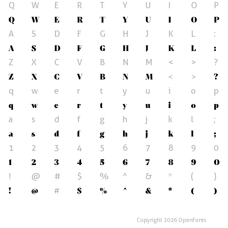 Character Map of Mixta Didone Alt Heavy
