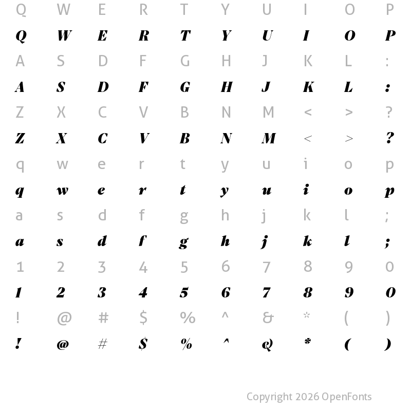 Character Map of Mixta Pro Heavy It