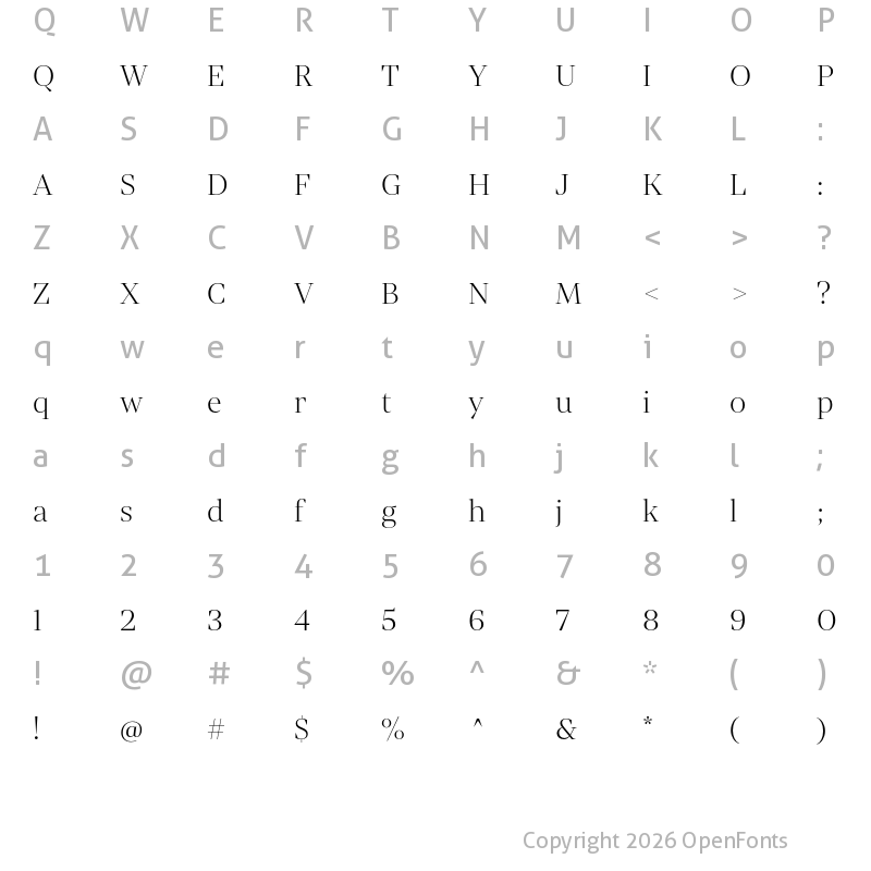 Character Map of Mixta Pro Light