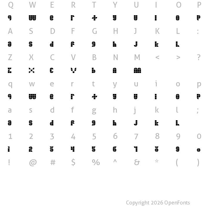 Character Map of MKF Tiler Regular