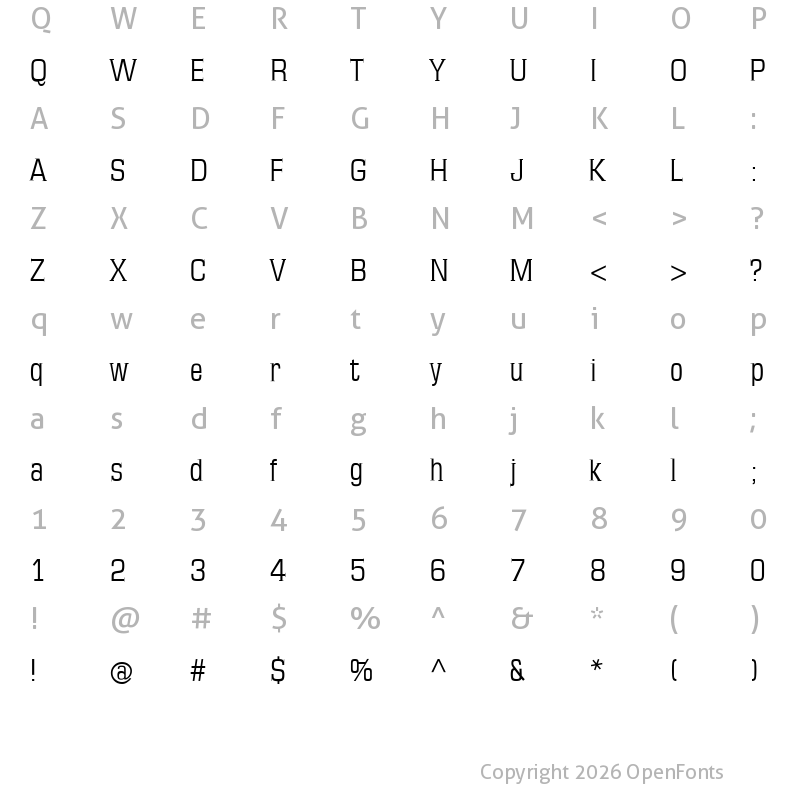 Character Map of MKSerifTallX Regular